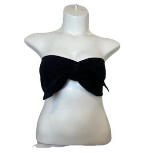 Black Express Size Small Boho Crop‎ Top With Tie Front Fast Shipping
